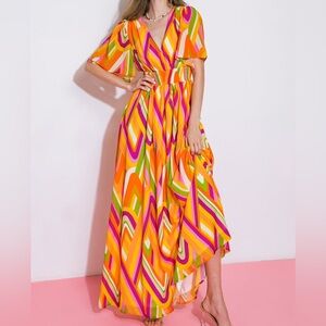 Flying Tomato Vibrant Striped Maxi Dress